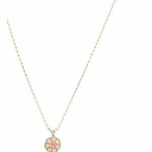 Mariana Pink flower dangle 19" Necklace Silver Plated Swarovski Austria Crystals